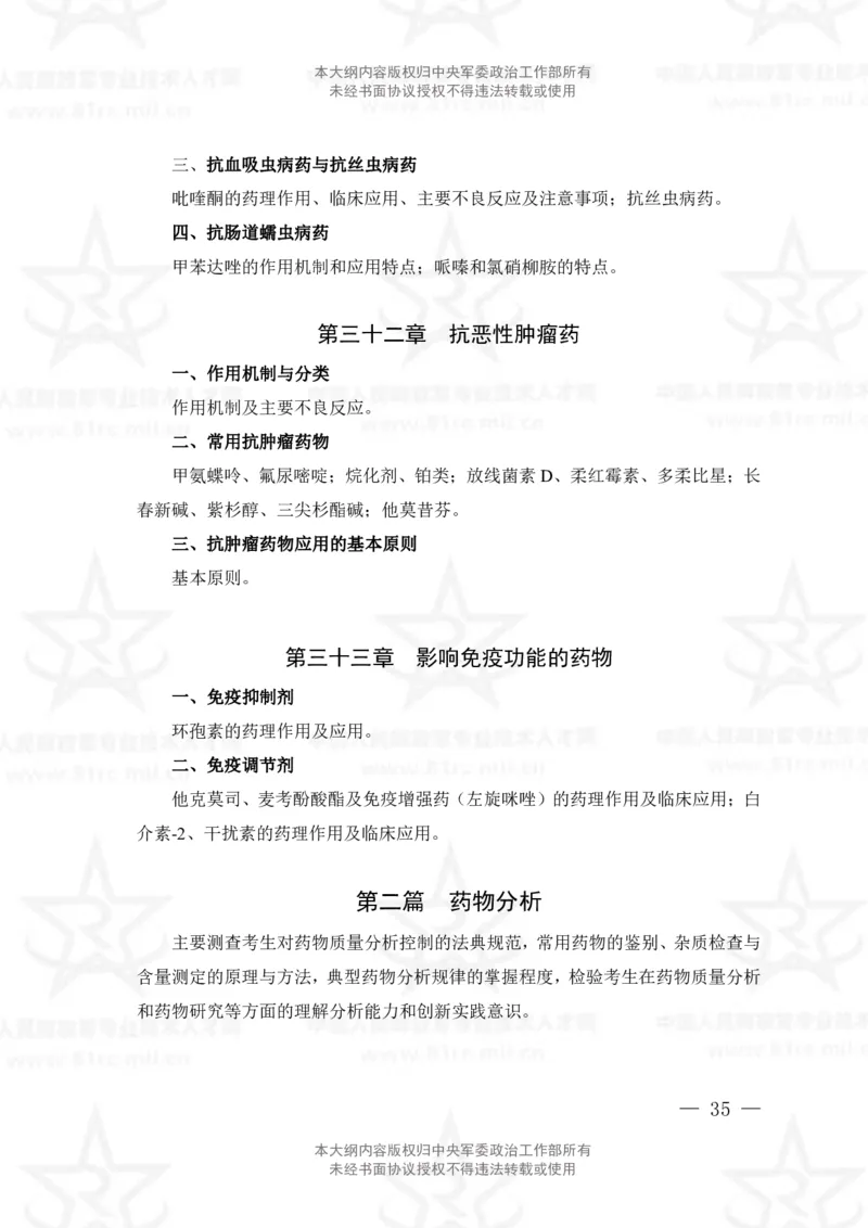 18、药学专业科目考试大纲_军队文职(1)_08.备考分数线等信息_新版军队文职考试大纲