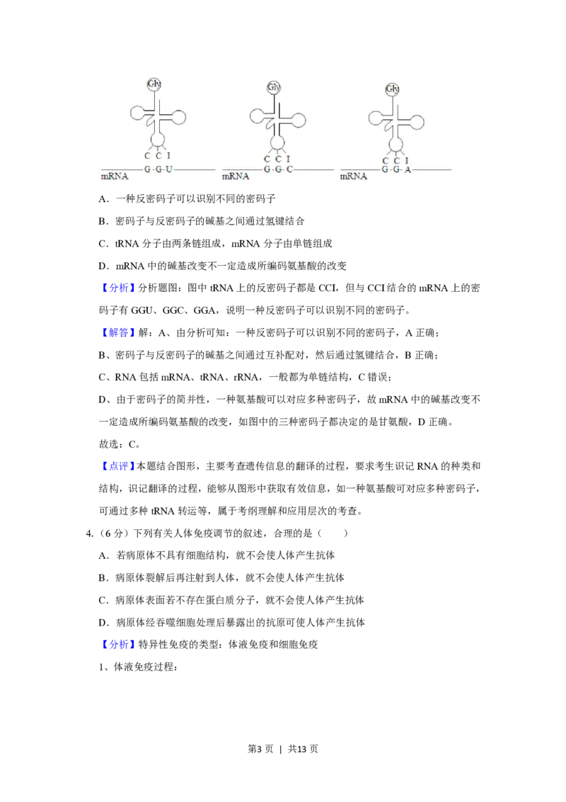 2020年高考生物试卷（新课标Ⅲ）（解析卷）_生物历年高考真题_新&middot;PDF版2008-2025&middot;高考生物真题_生物（按省份分类）2008-2025_2008-2024&middot;（贵州）生物高考真题