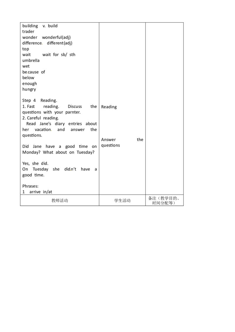 八年级英语教案：Unit1_Where_did_you_go_on_vacation？5_初中英语新版_最新人教版英语八年级上册_老版（含有参考价值）_01教案人教版初中英语八上（多版本）易提分旗舰店