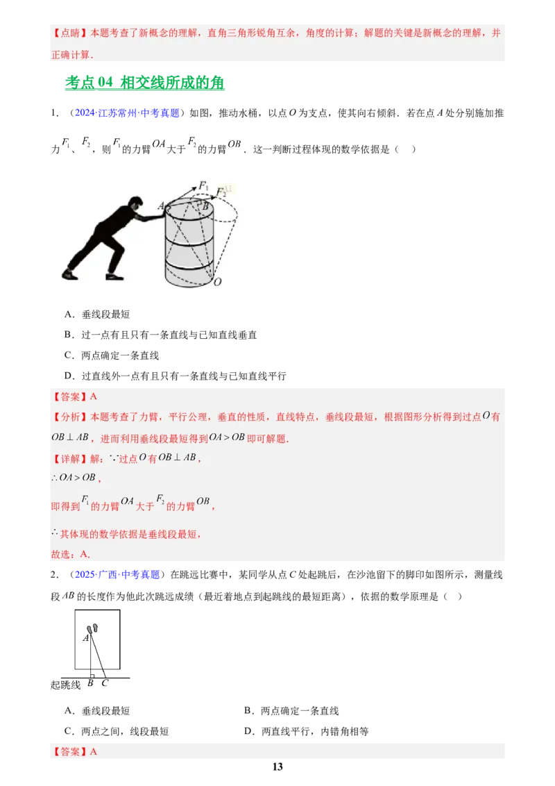 专题13几何图形初步与平行线(解析版)_2023-2025《3年中考1年模拟真题分类汇编》数学