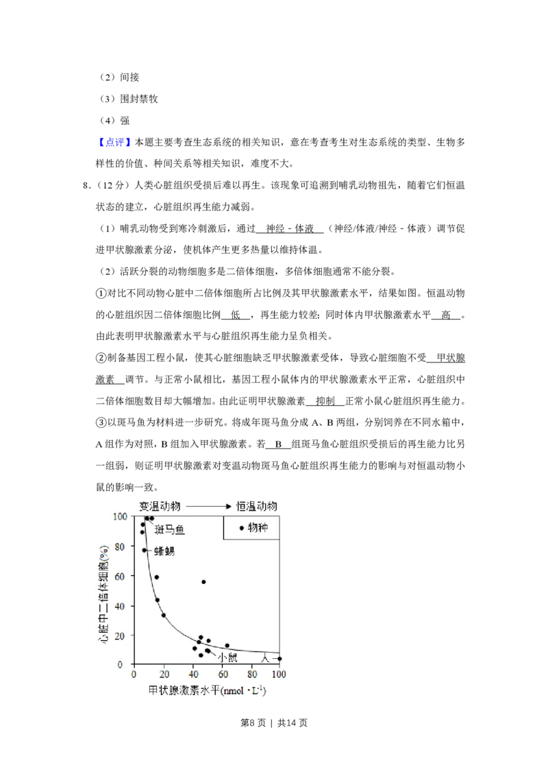 2019年高考生物试卷（天津）（解析卷）_生物历年高考真题_新&middot;PDF版2008-2025&middot;高考生物真题_生物（按省份分类）2008-2025_2008-2024&middot;（天津）生物高考真题