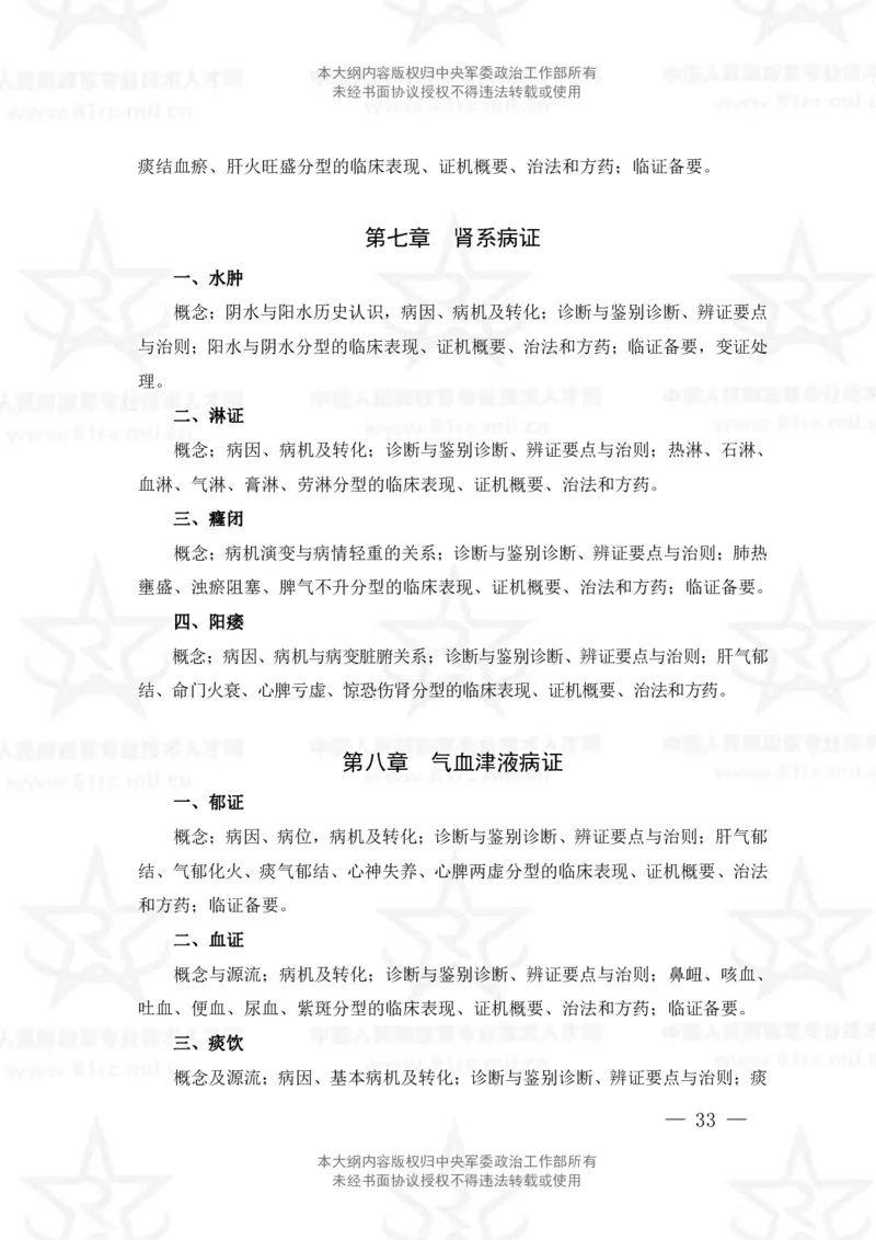 17、中医学专业科目考试大纲_军队文职(1)_08.备考分数线等信息_新版军队文职考试大纲