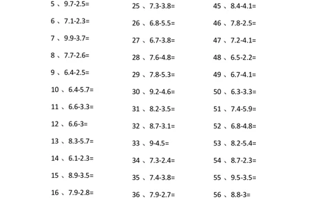 1位小数-1位小数第61~80篇_小学数学口算竖式脱式计算应用题一二三四五六年级上下册电_小学数学口算题库电子版（1-6）_小学数学口算四年级_口算题适合4年级_小数-减法（100篇）