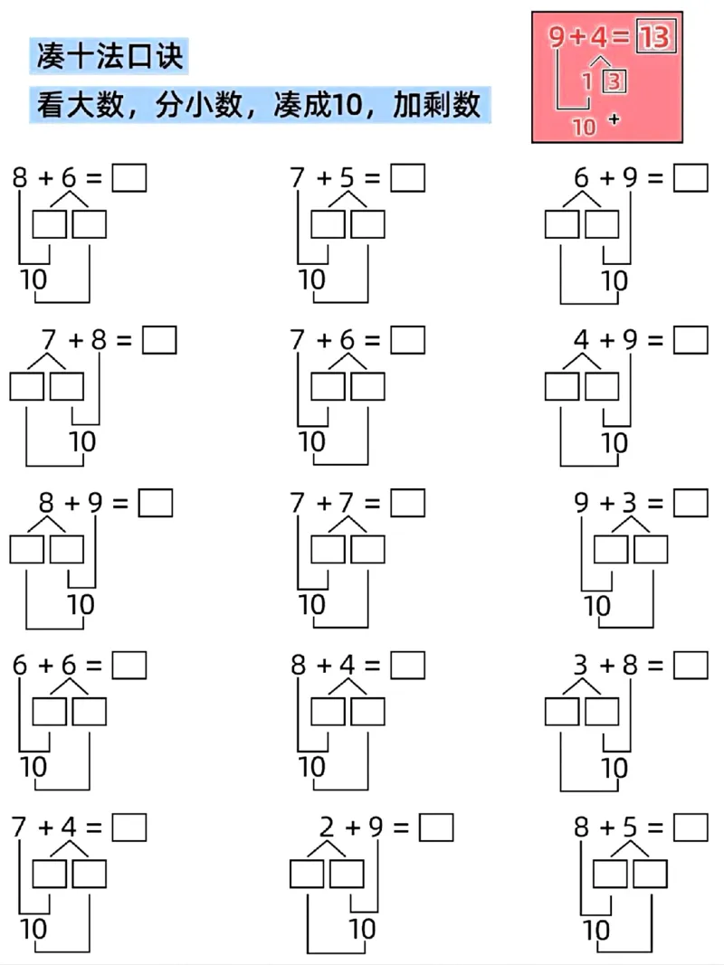 一年级数学下册重点破十法平十法_小学全网线上同款资料_36号文件速算_速算_速算和思维