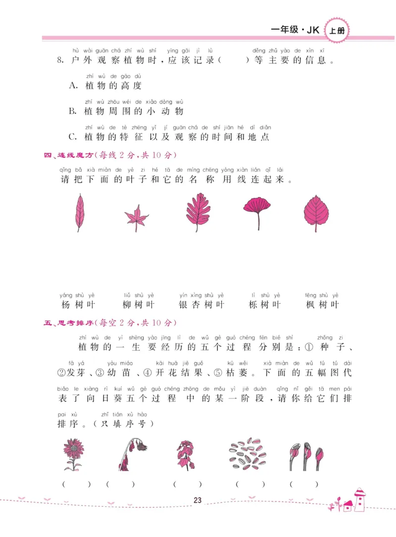 名校练加考科学教科版1年级上册_2024年人教版小学数学一二三四五六年级上册下册期中期末试a0747_小学全科《同步练习+精品试卷》打包下载（1-6年级单元月考期中期末试卷）_小学科学