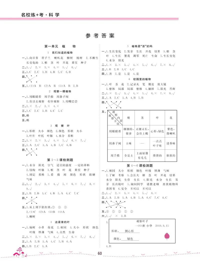 名校练加考科学教科版1年级上册_2024年人教版小学数学一二三四五六年级上册下册期中期末试a0747_小学全科《同步练习+精品试卷》打包下载（1-6年级单元月考期中期末试卷）_小学科学