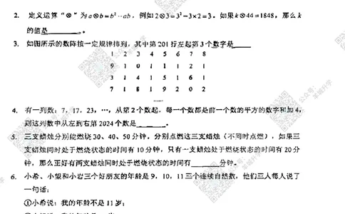 网传XWB四年级试卷（2.22）_希望杯IHC