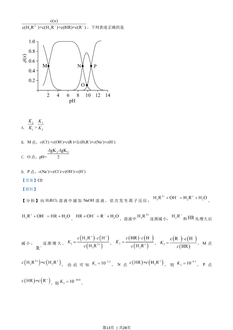 2021年高考化学试卷（山东）（解析卷）_历年高考真题合集_化学历年高考真题_新&middot;Word版2008-2025&middot;高考化学真题_化学（按年份分类）2008-2025_2021&middot;高考化学真题