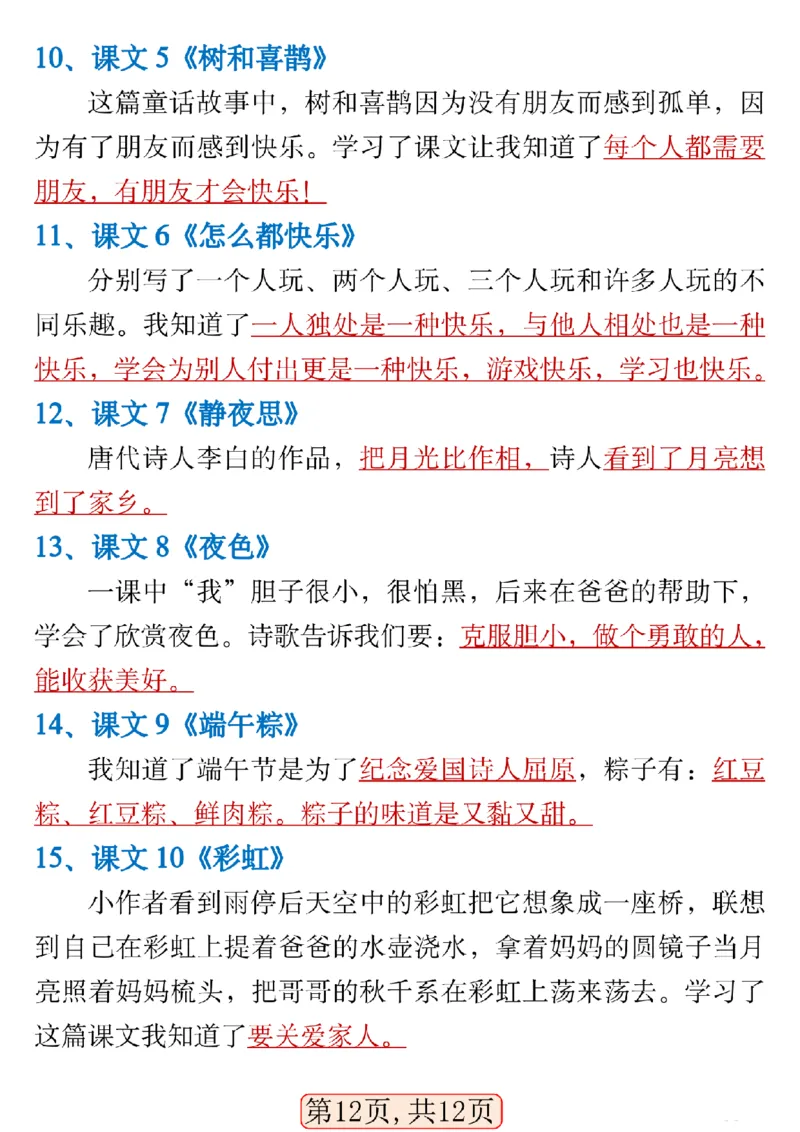 1120一年级语文下册期中高频考点知识汇总(1)_一年级上下册资料_一年级下册小红书同款资料_一下数学