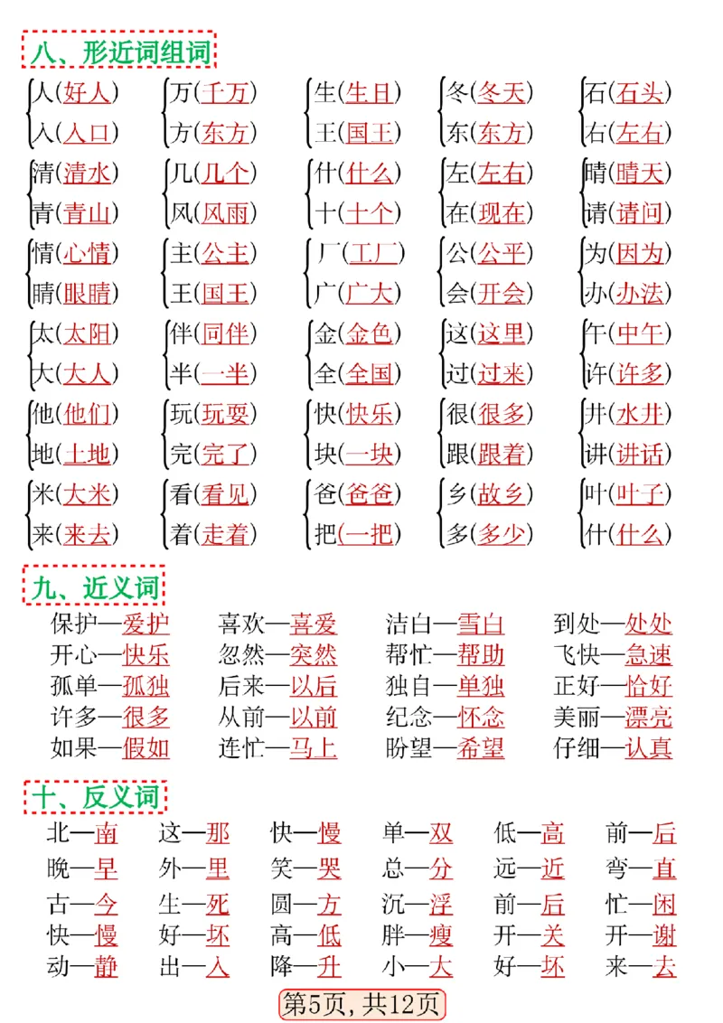 1120一年级语文下册期中高频考点知识汇总(1)_一年级上下册资料_一年级下册小红书同款资料_一下数学