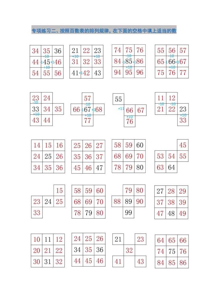 1003一年级下册《百数表》专项练习_一年级上下册资料_一年级下册小红书同款资料_一下数学_25年一下数学资料