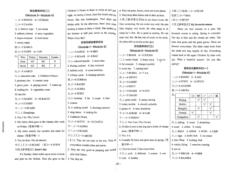 5年级英语上&middot;教科版-期中综合素养评价（含答案）学霸作业本_5英语上人教、教科、沪教、外研、译林期中综合素养评价25秋