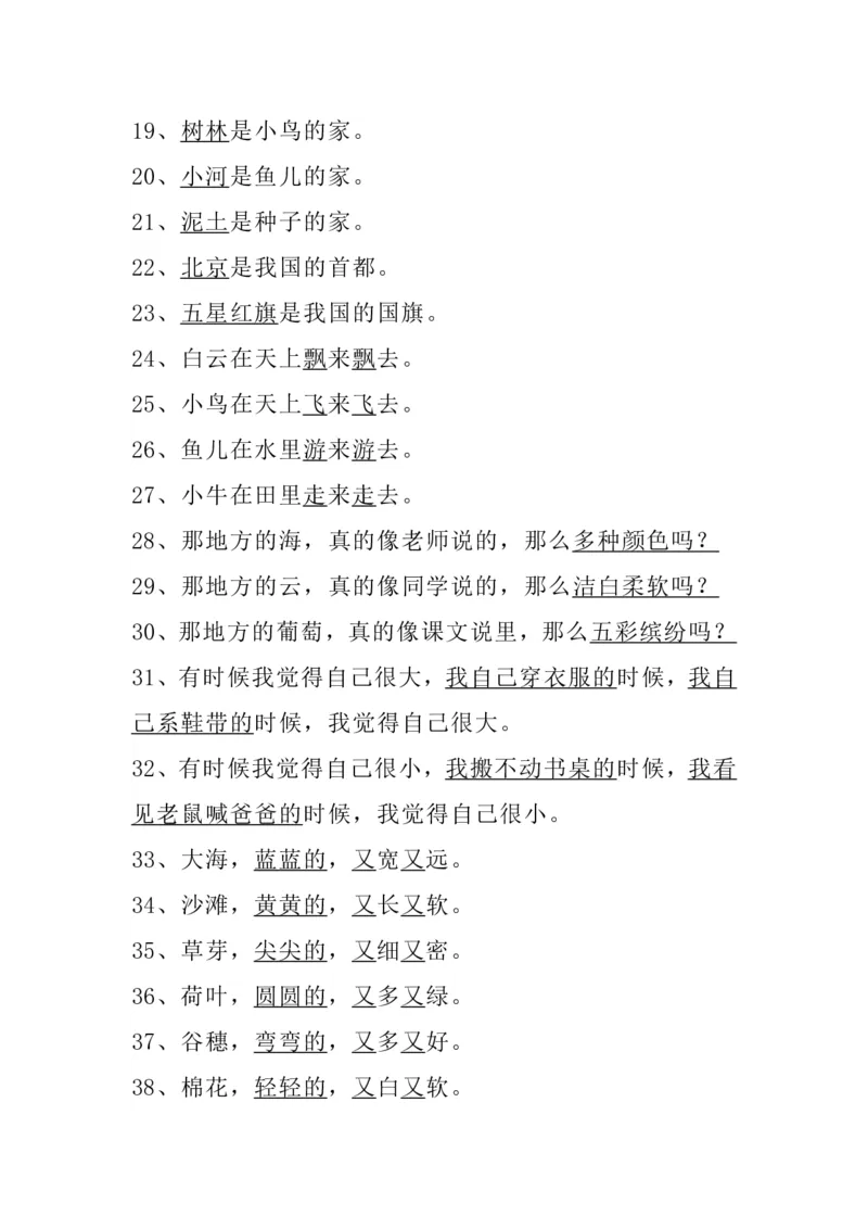 一年级语文上册仿写句子重点精练_一年级上册语文仿写句子+句子专项