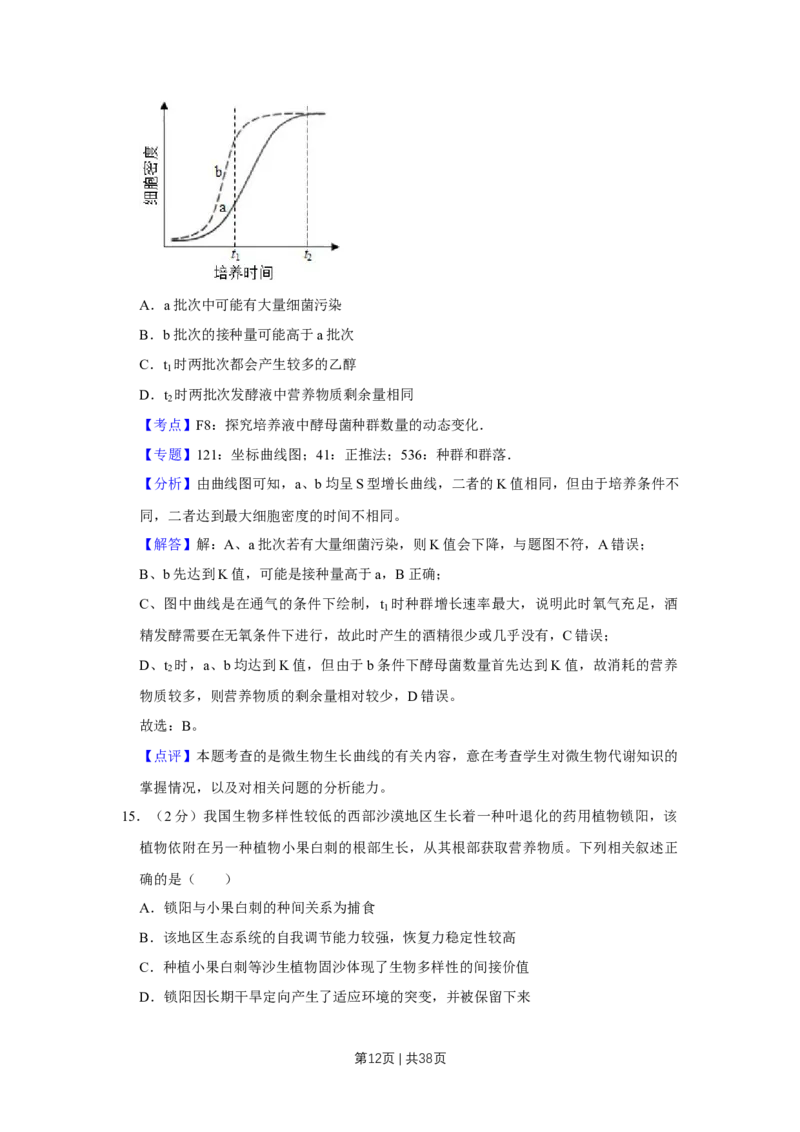 2019年高考生物试卷（江苏）（解析卷）_生物历年高考真题_新&middot;Word版2008-2025&middot;高考生物真题_生物（按年份分类）2008-2025_2019&middot;高考生物真题