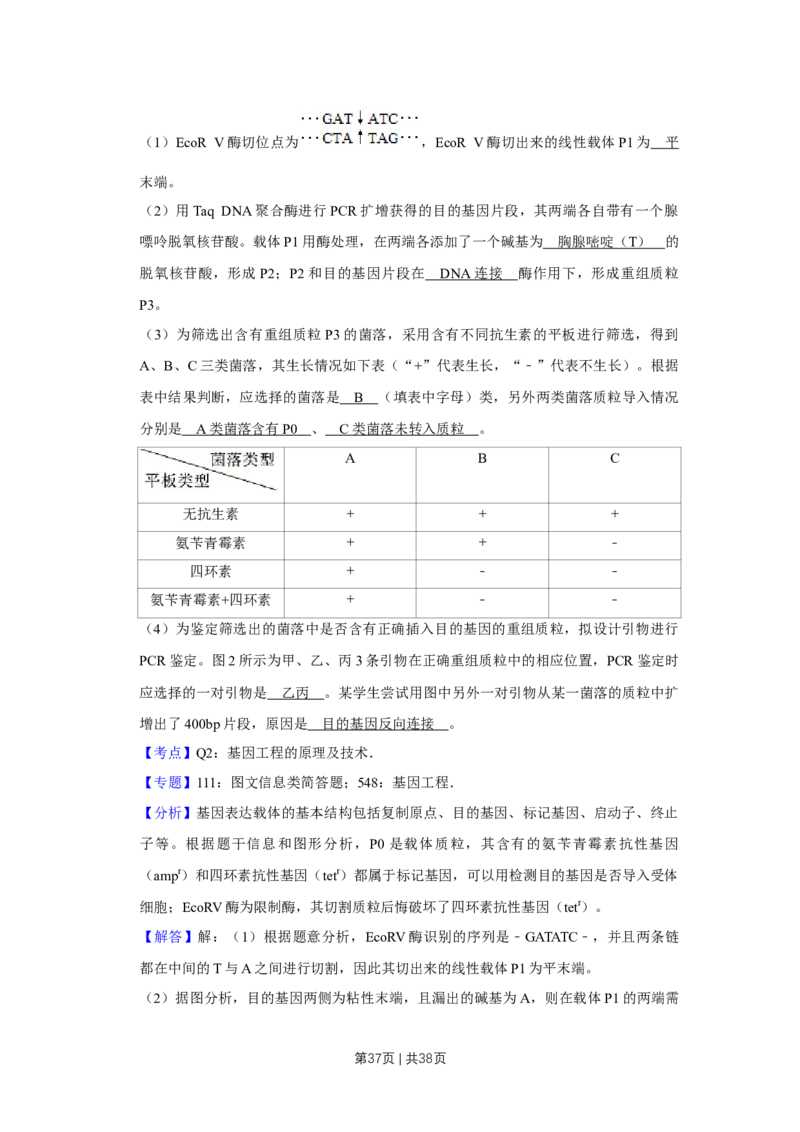 2019年高考生物试卷（江苏）（解析卷）_生物历年高考真题_新&middot;Word版2008-2025&middot;高考生物真题_生物（按年份分类）2008-2025_2019&middot;高考生物真题