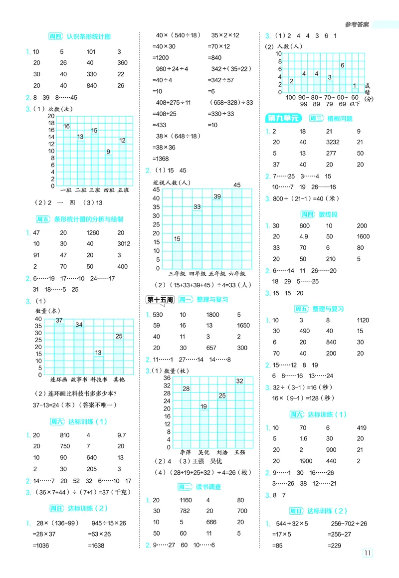 25秋星级口算天天练四年级数学上（JJ版）答案_🍎星级口算冀教25年上册(1)