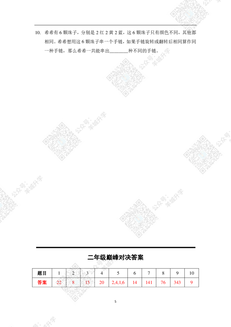 2021夏令营巅峰对决2年级题目及答案_希望杯IHC