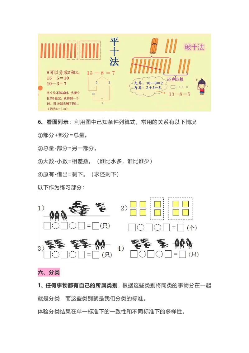 小学一年级数学上册知识点整理_幼小语数英专项资料_幼小数学专项