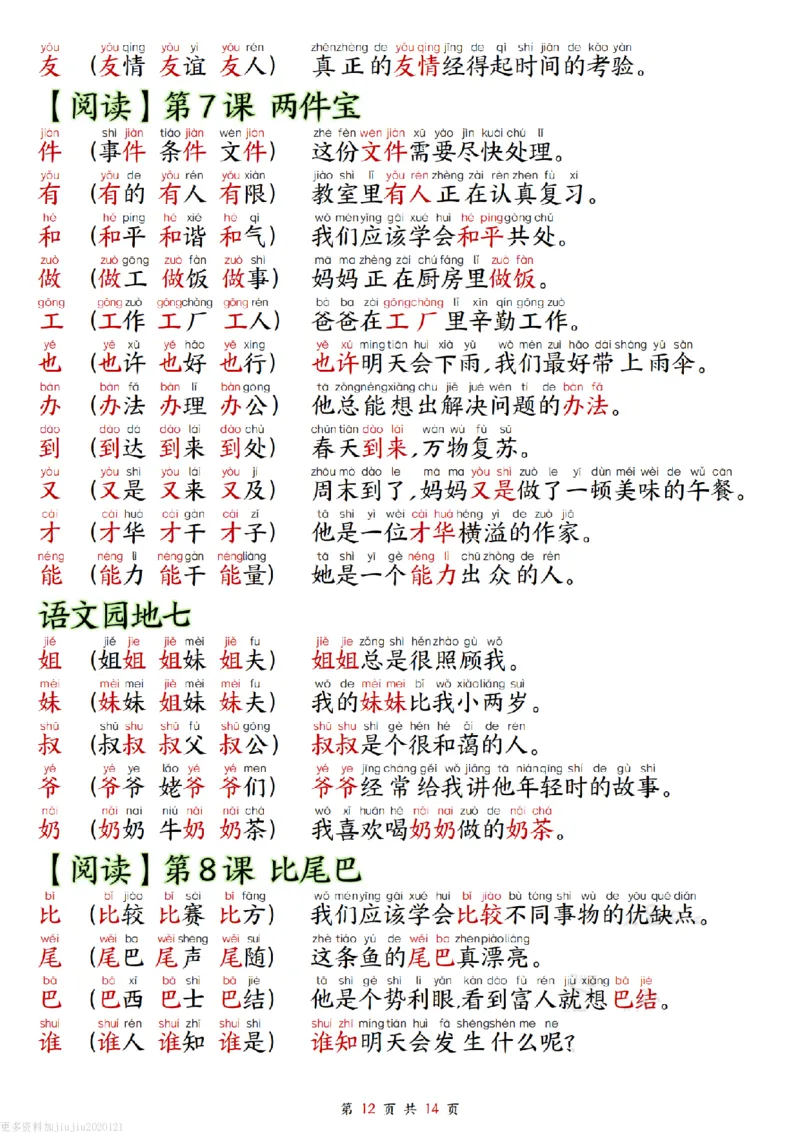 1_改版一年级上册语文组词造句_纯图版_一到六小学晨读晚默晨诵晚读_24秋一年级上册各类资料(小纸条知识点默写单)