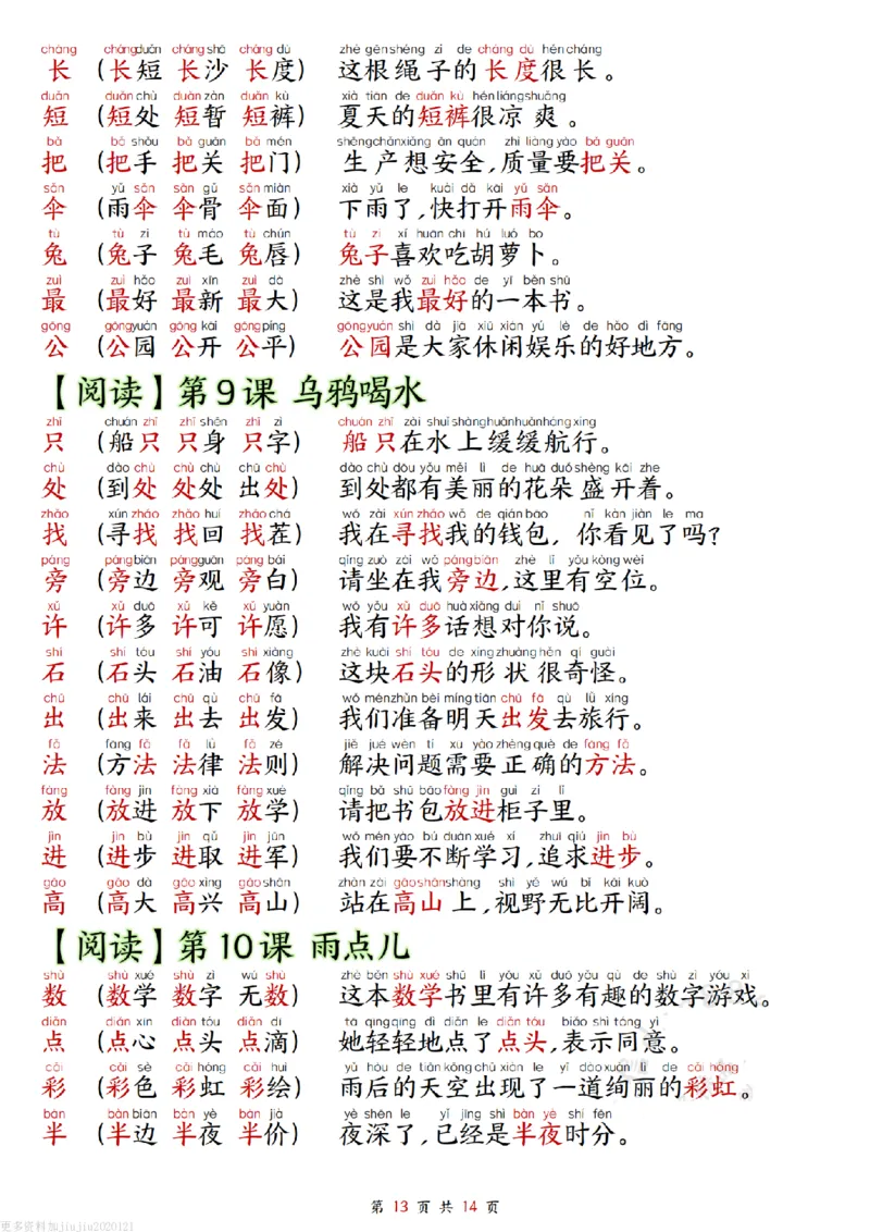 1_改版一年级上册语文组词造句_纯图版_一到六小学晨读晚默晨诵晚读_24秋一年级上册各类资料(小纸条知识点默写单)