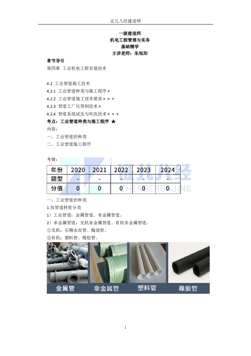 45.一建机电基础精学-46工业管道施工技术-1_2026年一级建造师_2026年一建机电_2025年一建机电SVIP_02-基础精讲✿高端面授✿深度强化_31-机电《基础精学课》朱旭阳ZBJ_讲义