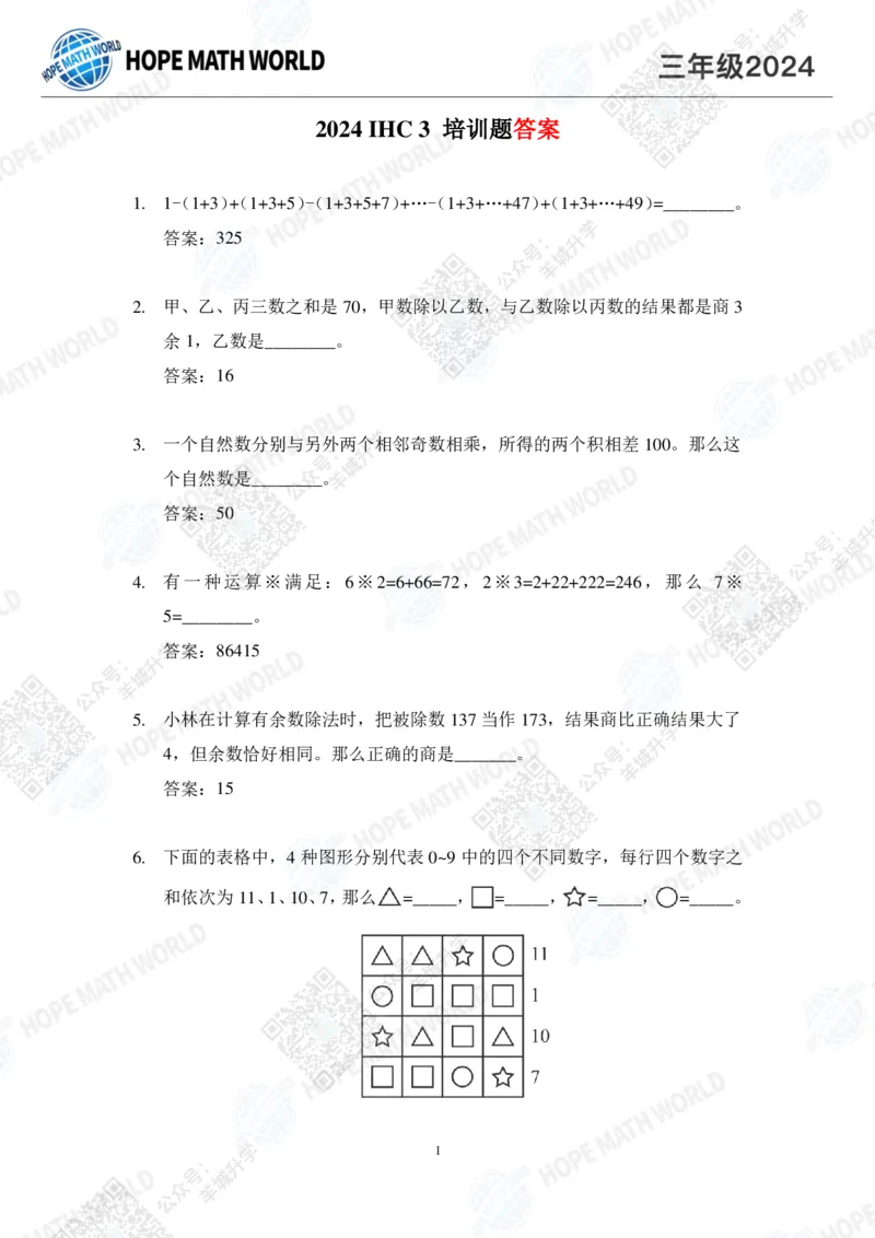 2024IHC3培训题-答案版_希望杯IHC