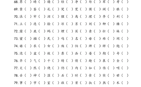 儿童识字测试表(2500字)_幼小语数英专项资料_幼小语文专项