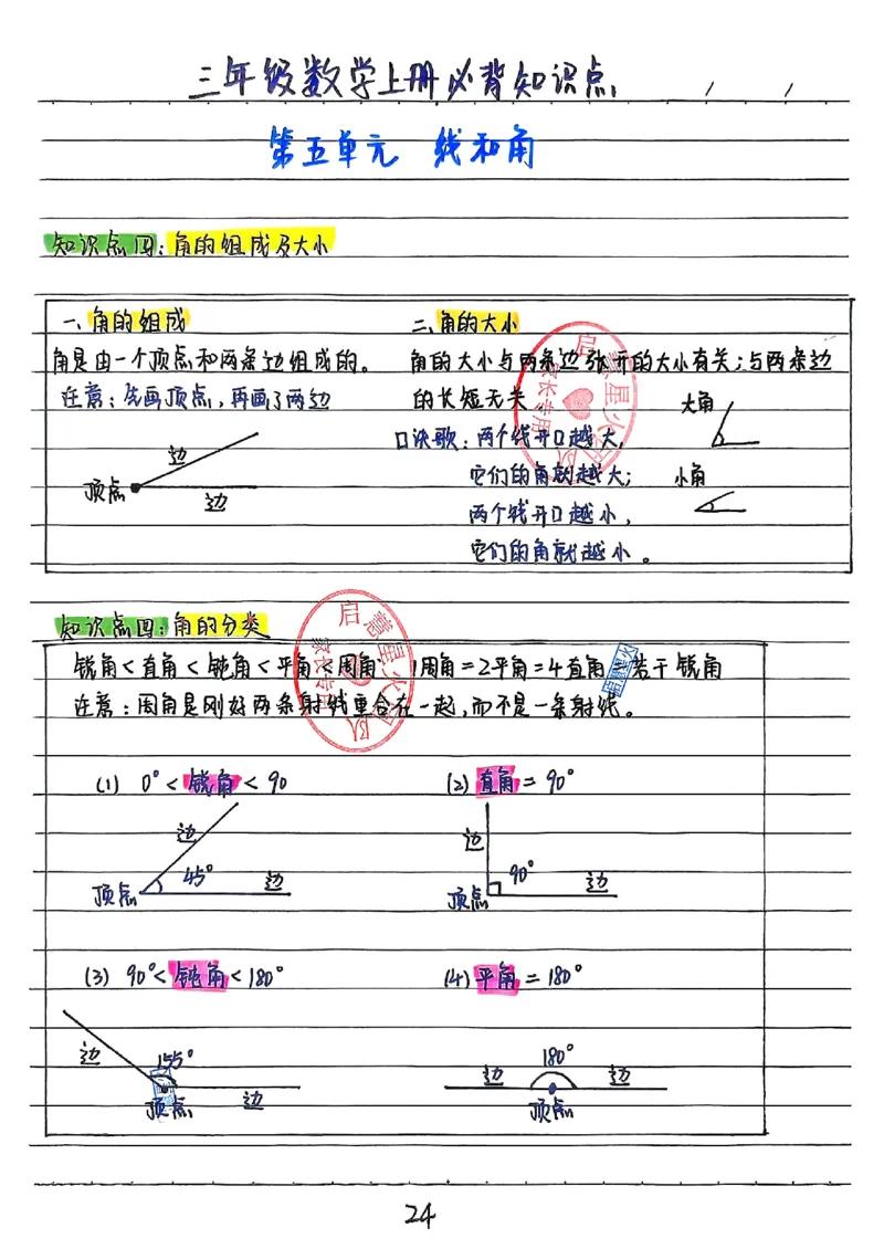 三上数学（新版）手写笔记_小学全网线上同款资料