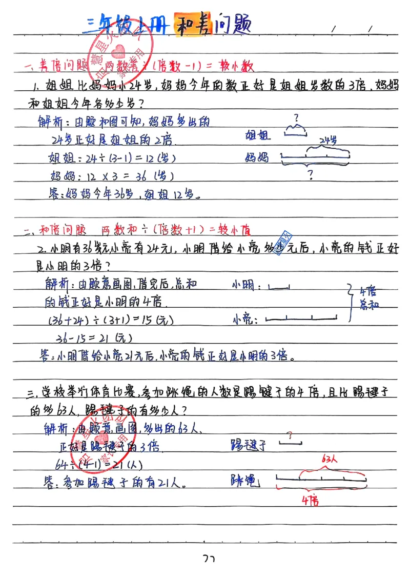 三上数学（新版）手写笔记_小学全网线上同款资料