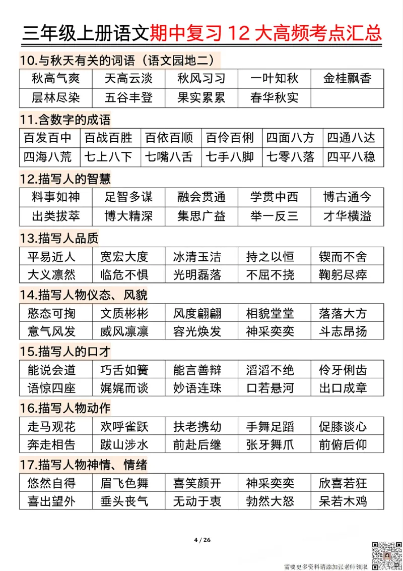 10.23三年级上册语文期中复习12大高频考点汇总_三年级上下册资料_三年级上册小红书同款资料_三年级(1)