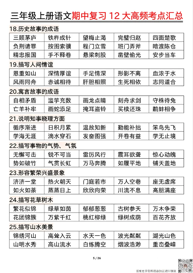 10.23三年级上册语文期中复习12大高频考点汇总_三年级上下册资料_三年级上册小红书同款资料_三年级(1)