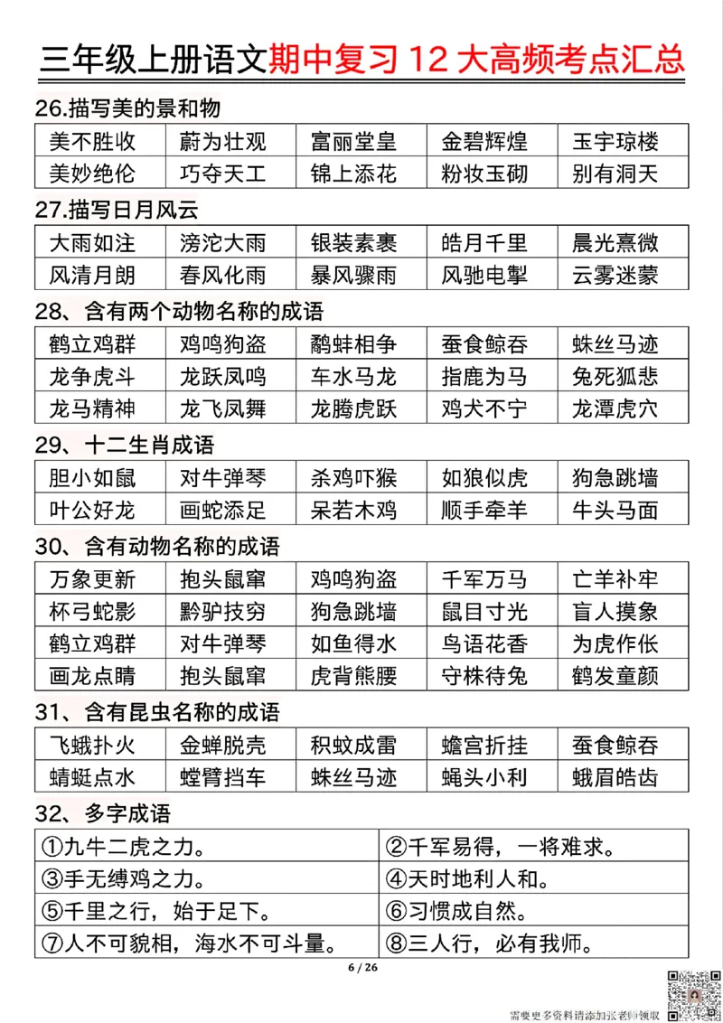 10.23三年级上册语文期中复习12大高频考点汇总_三年级上下册资料_三年级上册小红书同款资料_三年级(1)
