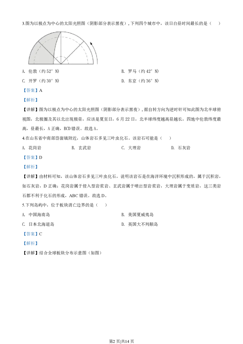 2020年高考地理试题（上海）（解析卷）_地理历年高考真题_新&middot;PDF版2008-2025&middot;高考地理真题_地理（按试卷类型分类）2008-2025_自主命题卷&middot;地理（2008-2025）