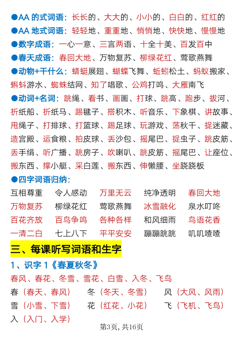 1.24一年级下册语文全册重难点知识总结_一年级上下册资料_小学一年级学习资料-25年更新版_1-02、小学一年级语文下册_3-6-2-1、复习、知识点、归纳汇总_部编（人教）版