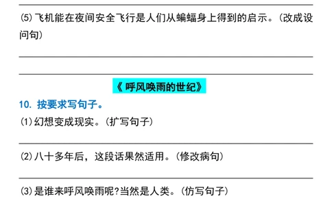 四年级语文期中常考句式转换专项_1-6年级语文仿写_四年级上册语文句子仿写+练习(1)