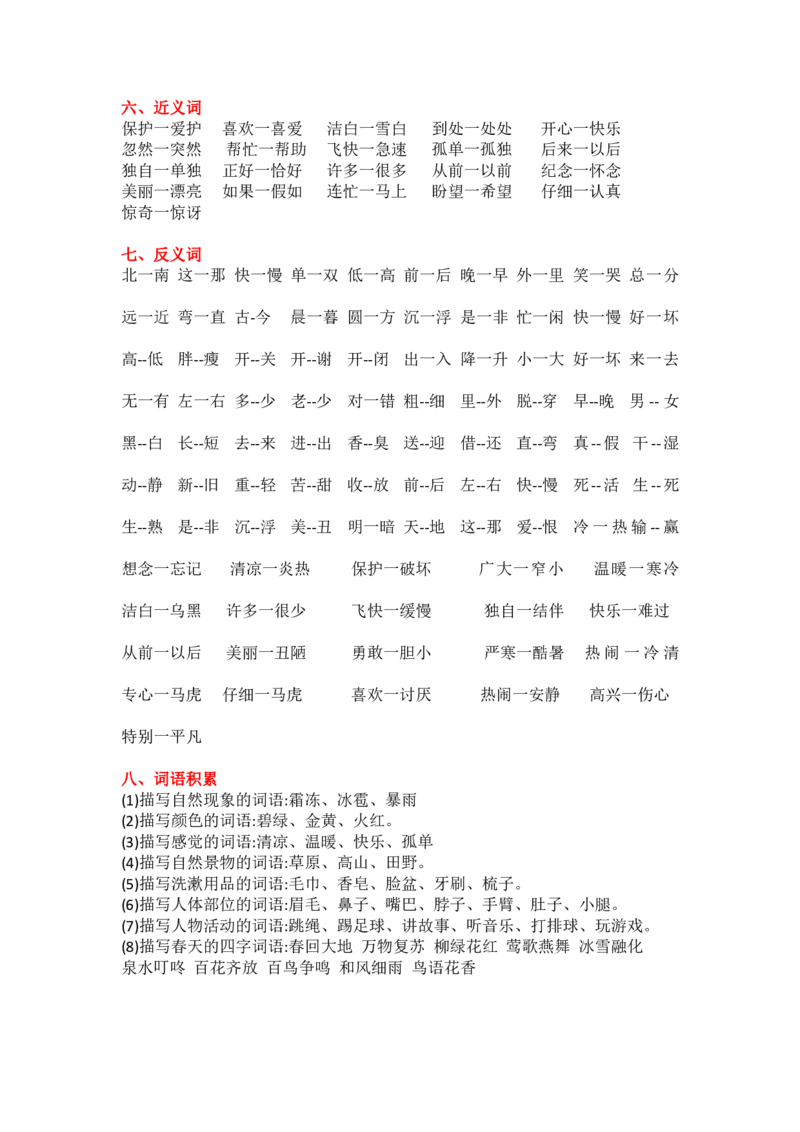 1_一下语文全册复习资料_一年级上下册资料_小学一年级学习资料-25年更新版_1-02、小学一年级语文下册_3-6-2-1、复习、知识点、归纳汇总_部编（人教）版_精品总结类资料（背读类）