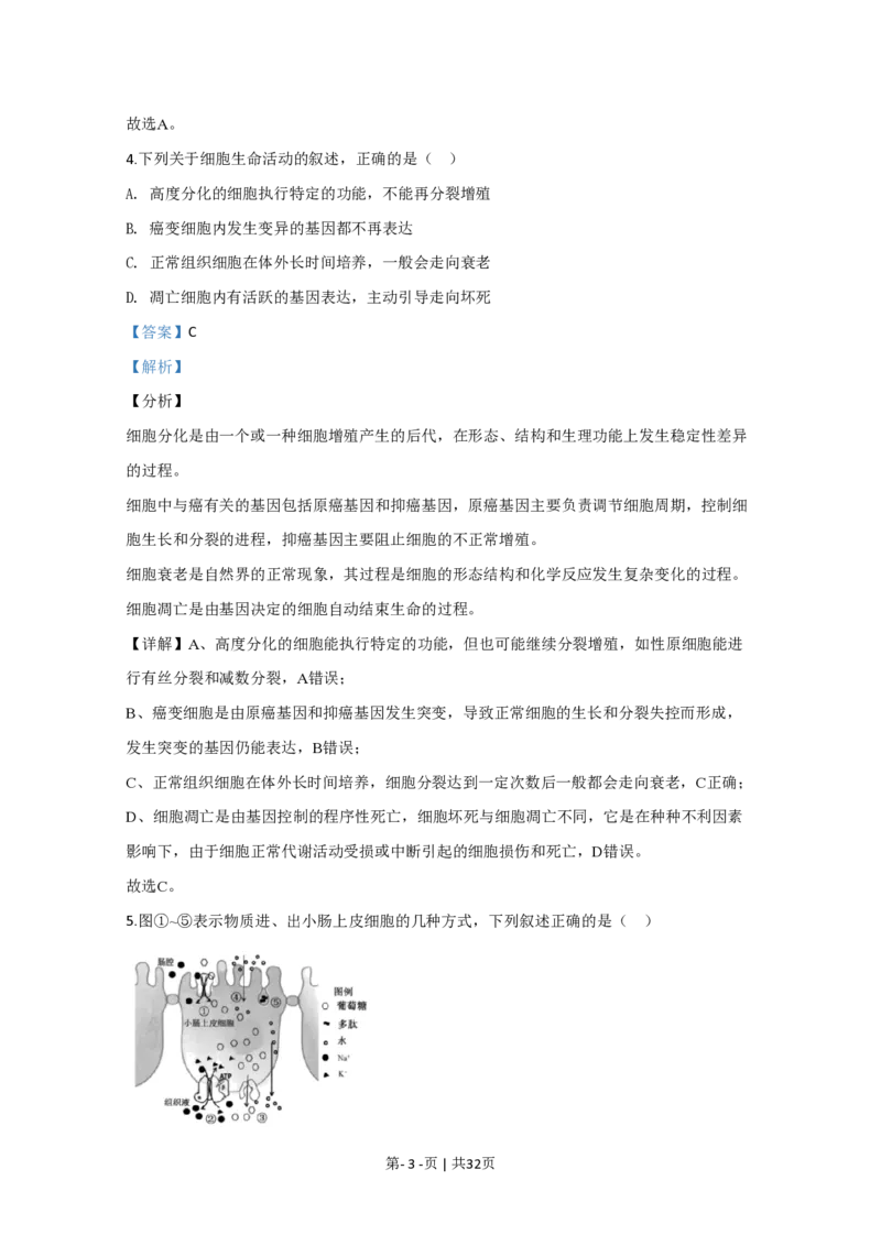 2020年高考生物试卷（江苏）（解析卷）_生物历年高考真题_新&middot;PDF版2008-2025&middot;高考生物真题_生物（按试卷类型分类）2008-2025_自主命题卷&middot;生物（2008-2025）_江苏自主命题&middot;生物（2008-2025）