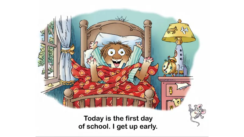 07.FirstDayofSchool_Frank（小毛怪）老师爆笑阅读单词课（50个故事3000词）_小炸毛爆笑故事单词课课件