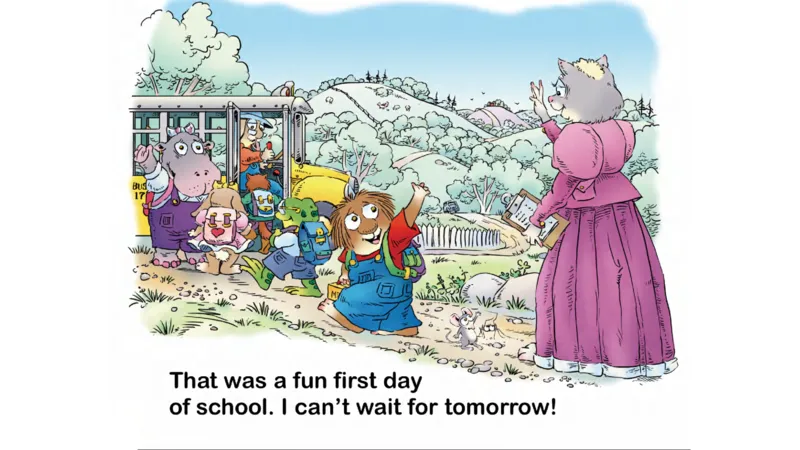 07.FirstDayofSchool_Frank（小毛怪）老师爆笑阅读单词课（50个故事3000词）_小炸毛爆笑故事单词课课件