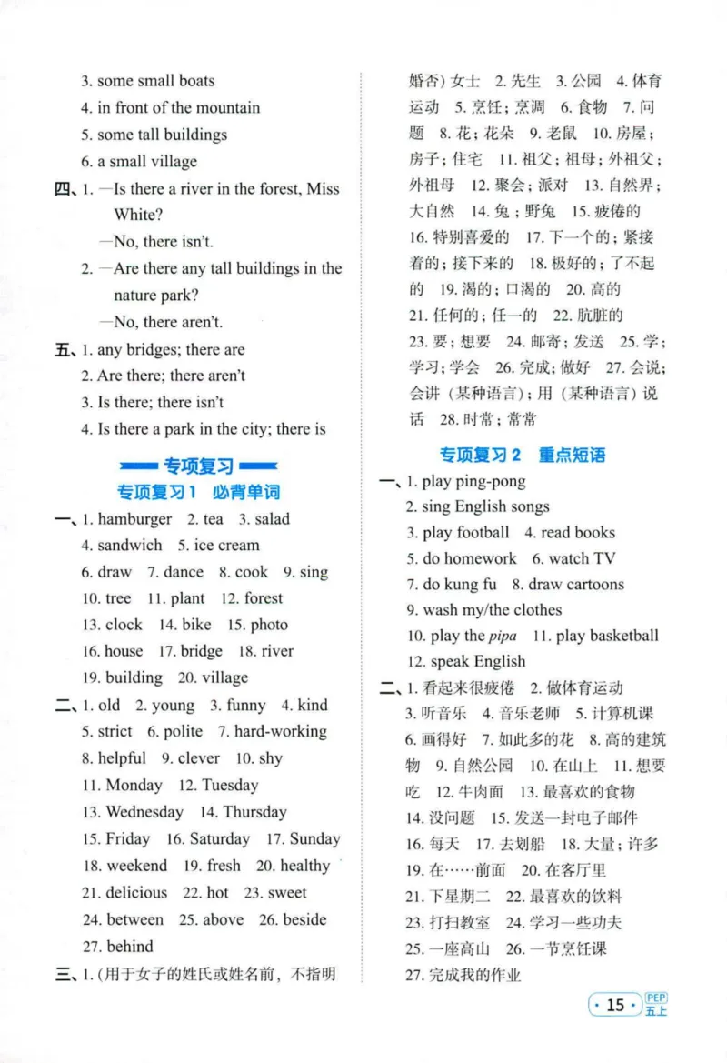 25秋《默写小达人》5年级上册英语人教pep答案_五年级(3)