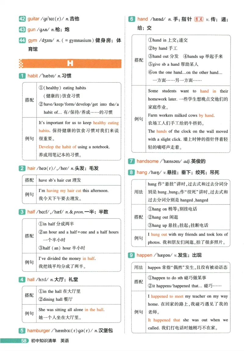 2026版53初中知识清单-英语