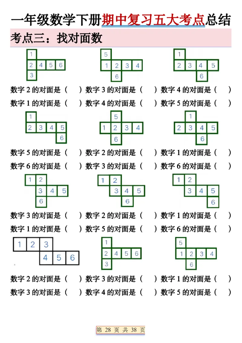 1112期中复习五大考点总结一下数学_一年级上下册资料_一年级下册小红书同款资料_一下数学_25年一下数学资料