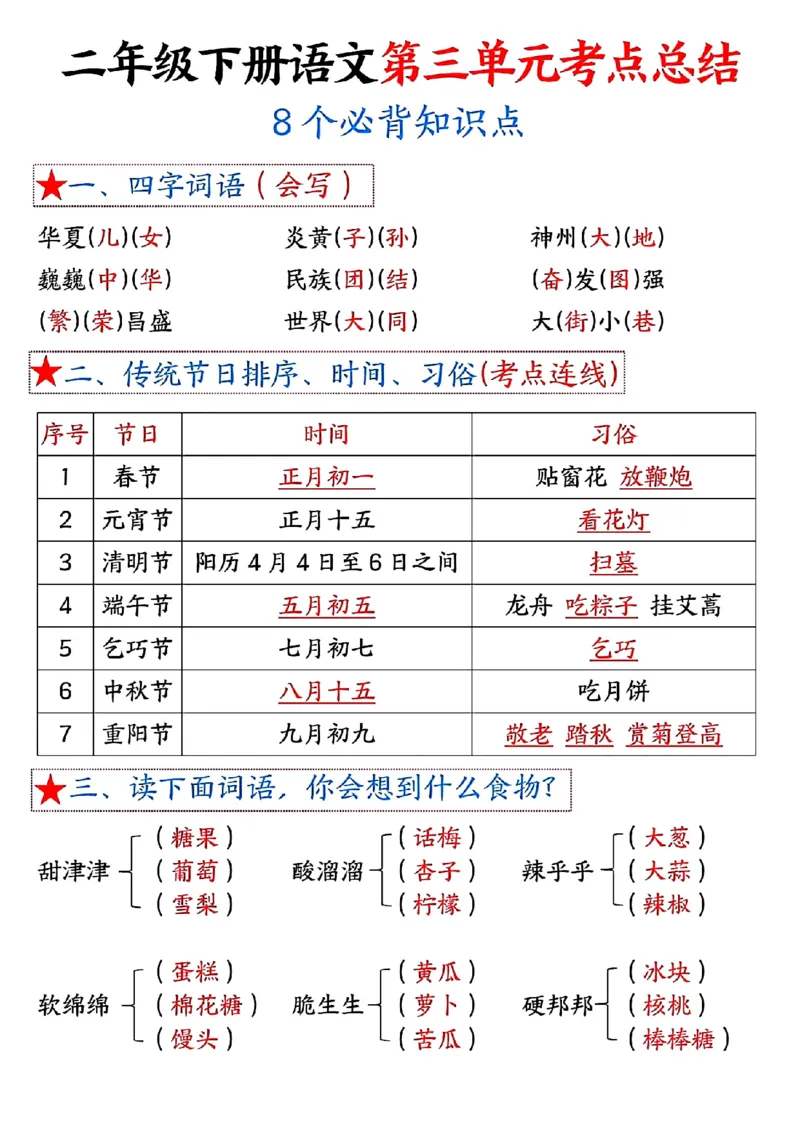 1-8单元考点默写二下语文-答案_二年级上下册资料_小学二年级学习资料-25年更新版_2-02、小学二年级语文下册_2-2-2、练习题、作业、试题、试卷_专项练习_语文期末冲刺复习