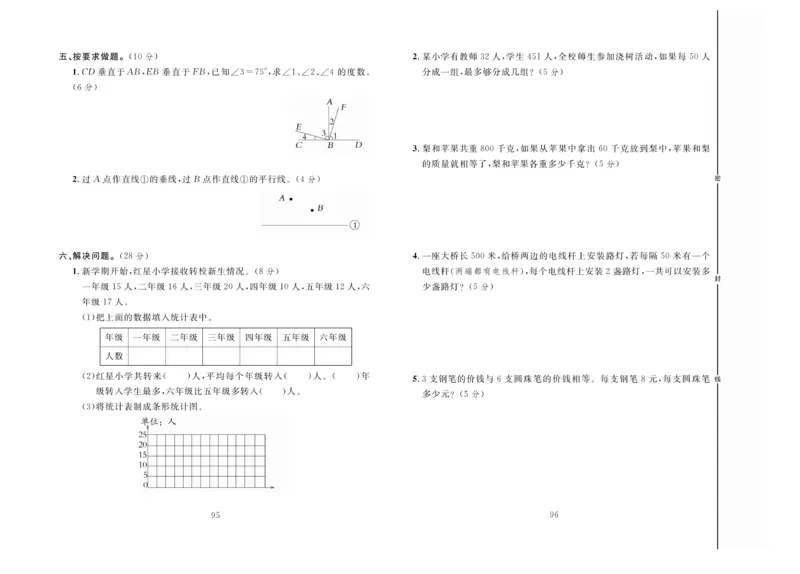 冲刺100分数学4年级上JJ_2024年人教版小学数学一二三四五六年级上册下册期中期末试a0747_小学全科《同步练习+精品试卷》打包下载（1-6年级单元月考期中期末试卷）_小学数学