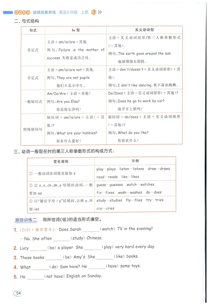 25秋 亮点给力新情境素养 英语人教版 6年级上册