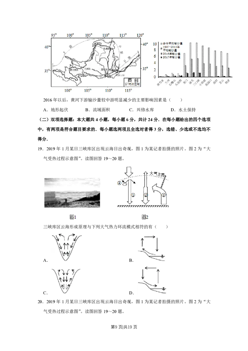 2019年高考地理试卷（江苏）（空白卷）_地理历年高考真题_新&middot;PDF版2008-2025&middot;高考地理真题_地理（按省份分类）2008-2025_2008-2025&middot;（江苏）地理高考真题