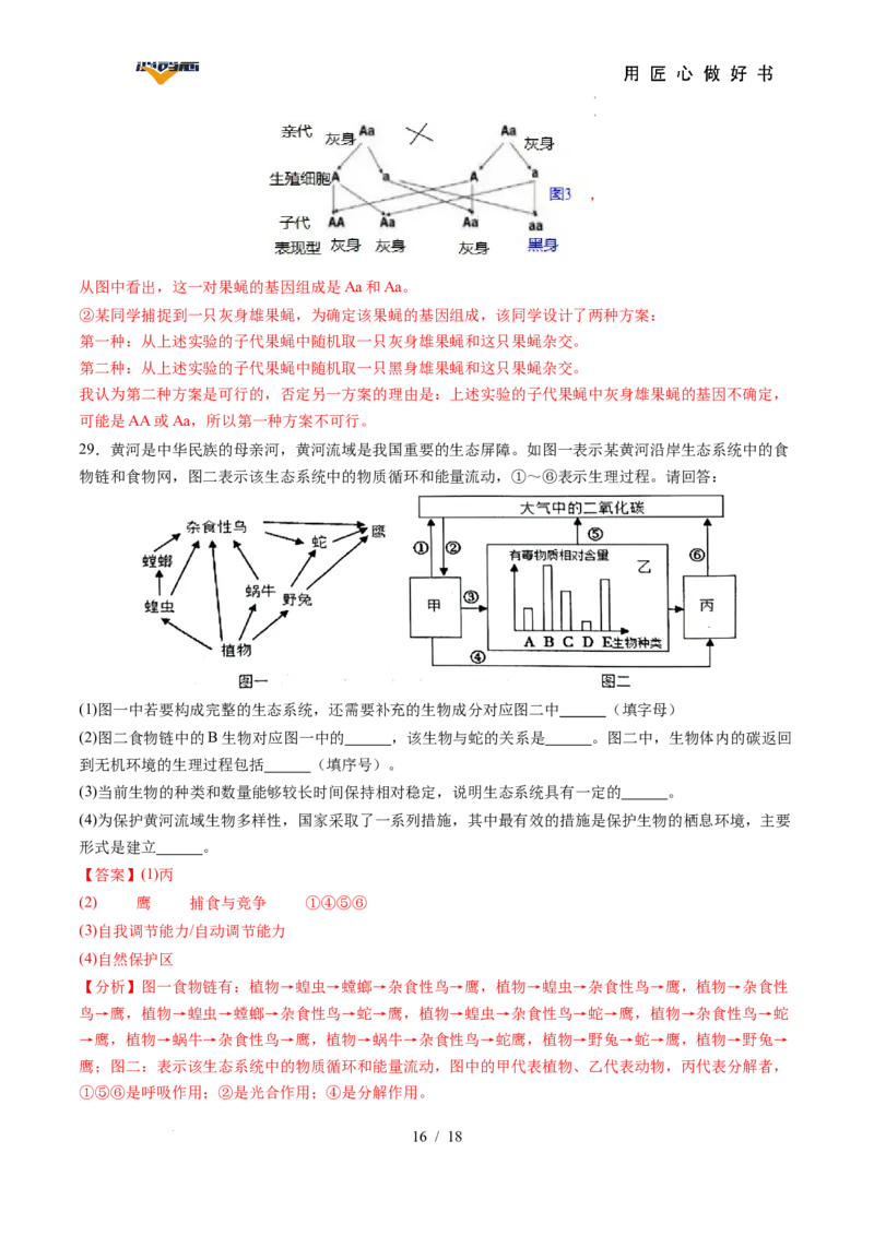 生物（湖南省卷）（全解全析）_2025年初中《中考第一次模拟》全国各地区模拟卷（8科全）(1)_2025年《中考第一次模拟卷》初中生物_湖南&radic;