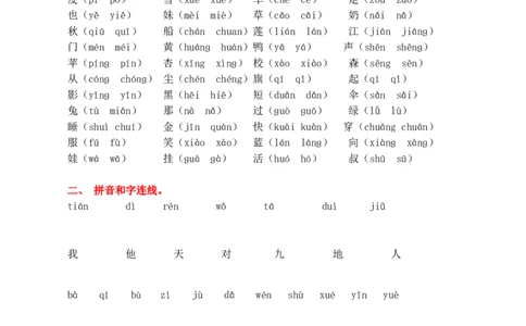 1.生字专项练习题_一年级上下册资料_小学一年级学习资料-25年更新版_1-01、小学一年级语文上册_08、专项练习_2023秋专项练习1套
