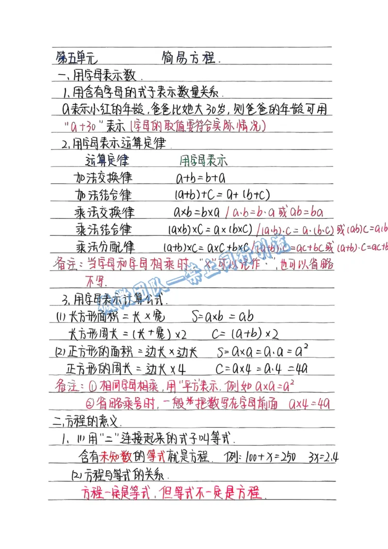 五上数学手写笔记（分享版）_小学全网线上同款资料_26号文件5上6上数学
