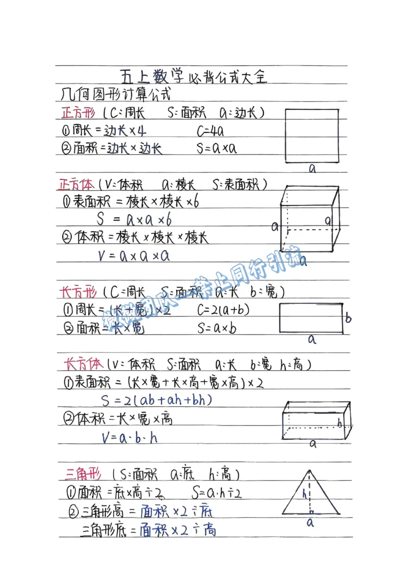 五上数学手写笔记（分享版）_小学全网线上同款资料_26号文件5上6上数学